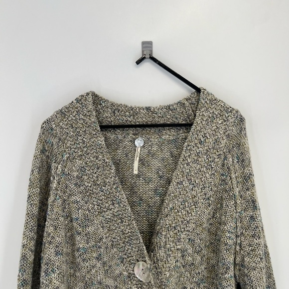 Margaret O’Leary Linen Blend Flecked Multi Knit Seashell Single Button Cardigan - Picture 1 of 8